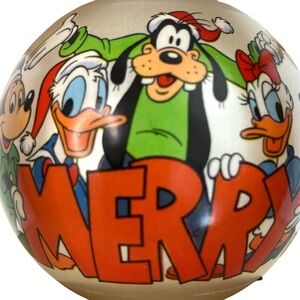 1984 Hallmark Disney Glass Keepsake Friends Put The Merry In Christmas Ornament